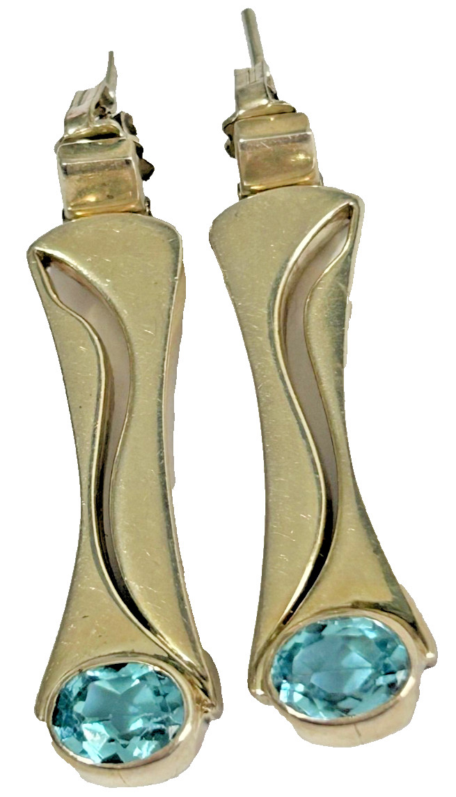 Vintage solid sterling silver dangle earrings ret… - image 1