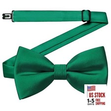 Solid Bow Ties for Boys Pre-Tied Baby Kids Bow Tie Adjustable Toddler Green