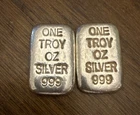 1 oz. .999 Fine Silver Hand Poured Bar - Atlantis Mint -? -Lot Of 2-