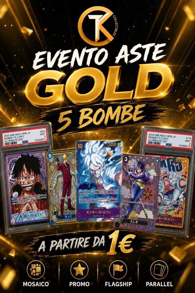 🔥SPECIAL GOLD EVENT🔥ONE PIECE 💣5 BOMBE + GRADATE + MOSAICO / ASTE 1€