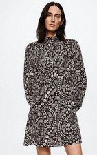 MANGO Inka Dress in Chocolate UK 8/S (fmn44-20)