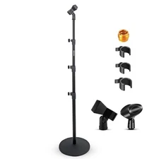 5Core Mic Stand Floor Adjustable Round Base Universal Metal Microphone Stands