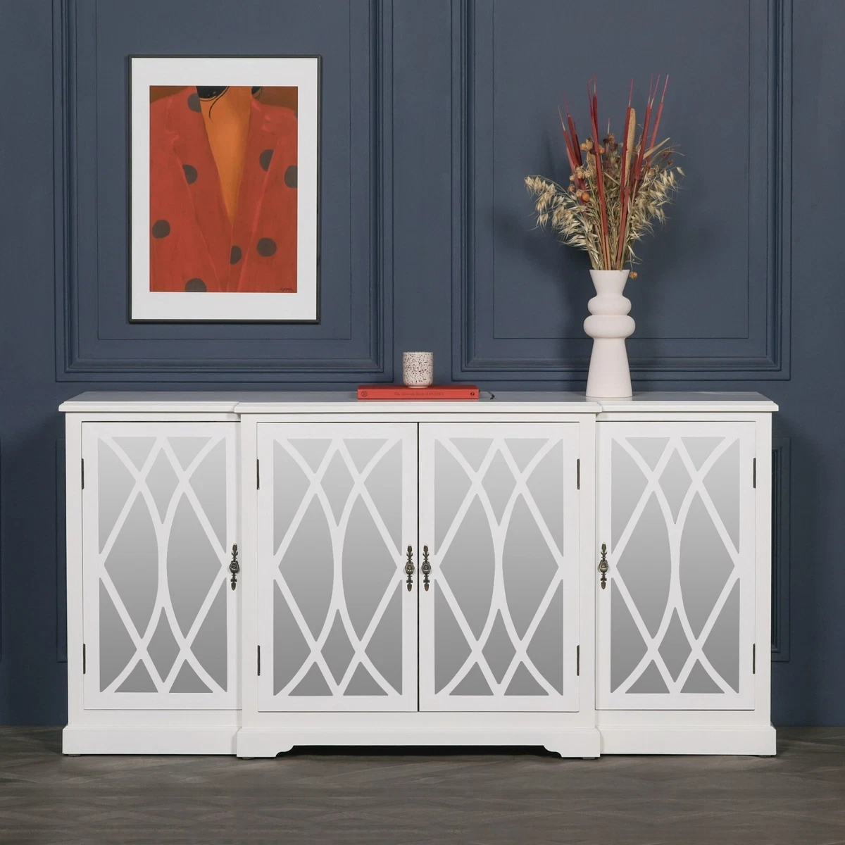 White breakfront cabinet deals