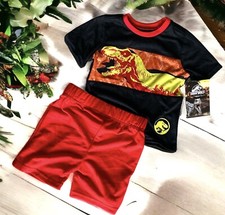 Jurassic World Boys 2T Shirt  Shorts Dinosaur Outfit Set Universal Studios New