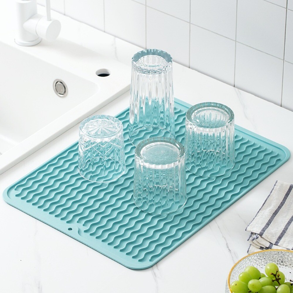 Silicone Sink Draining Board Mat Dish Glassware Kitchen Drainer Drying