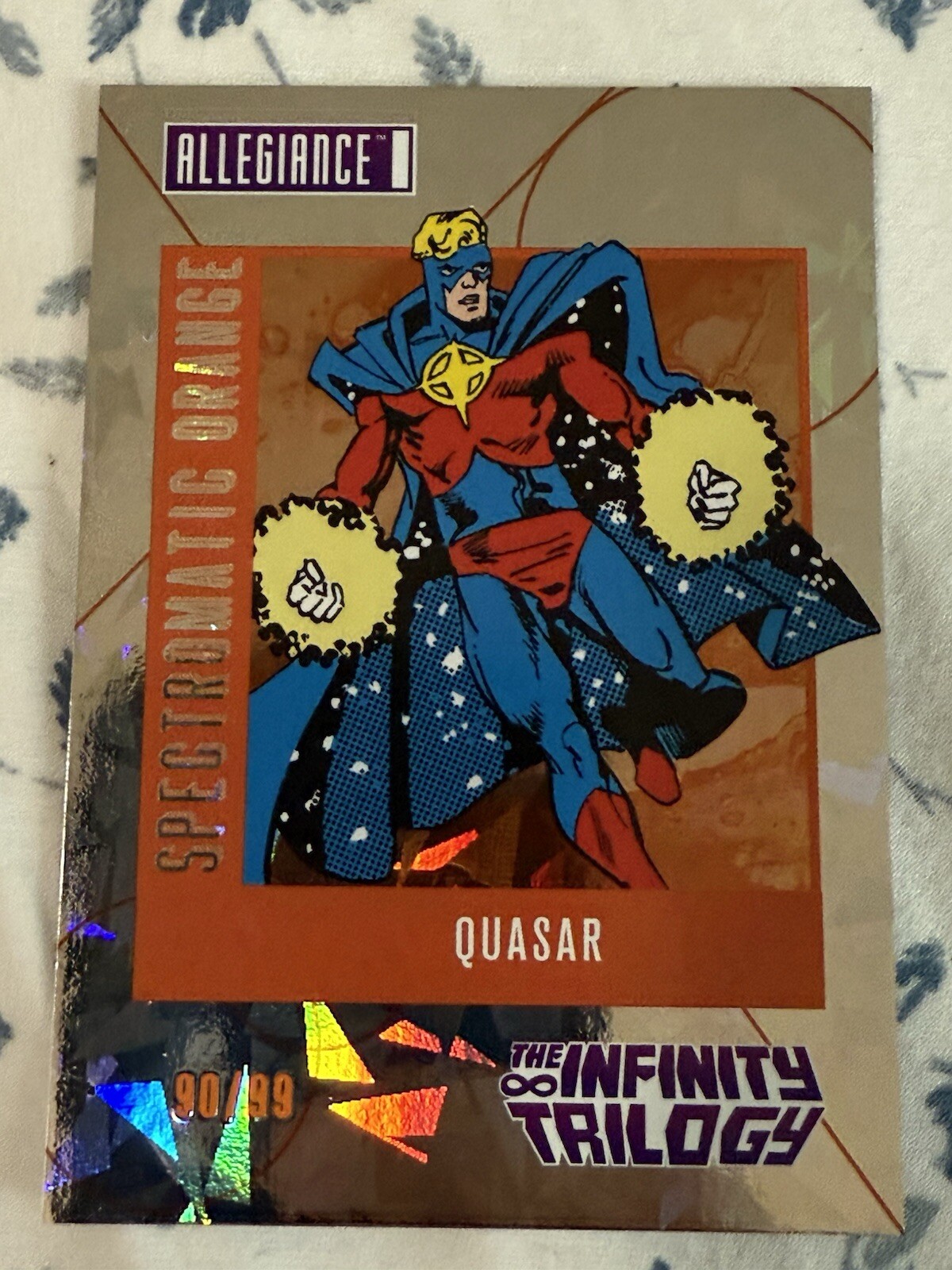2023 Marvel Allegiance Infinity Trilogy Spectromatic Orange SM19 Quasar #’d /99