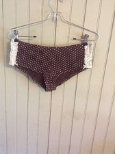 Vintage brown panties with polka dots with cream lace size L