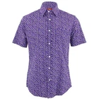 Men's Loud Shirt TAILORED FIT Hearts Purple White Retro Psychedelic Fancy