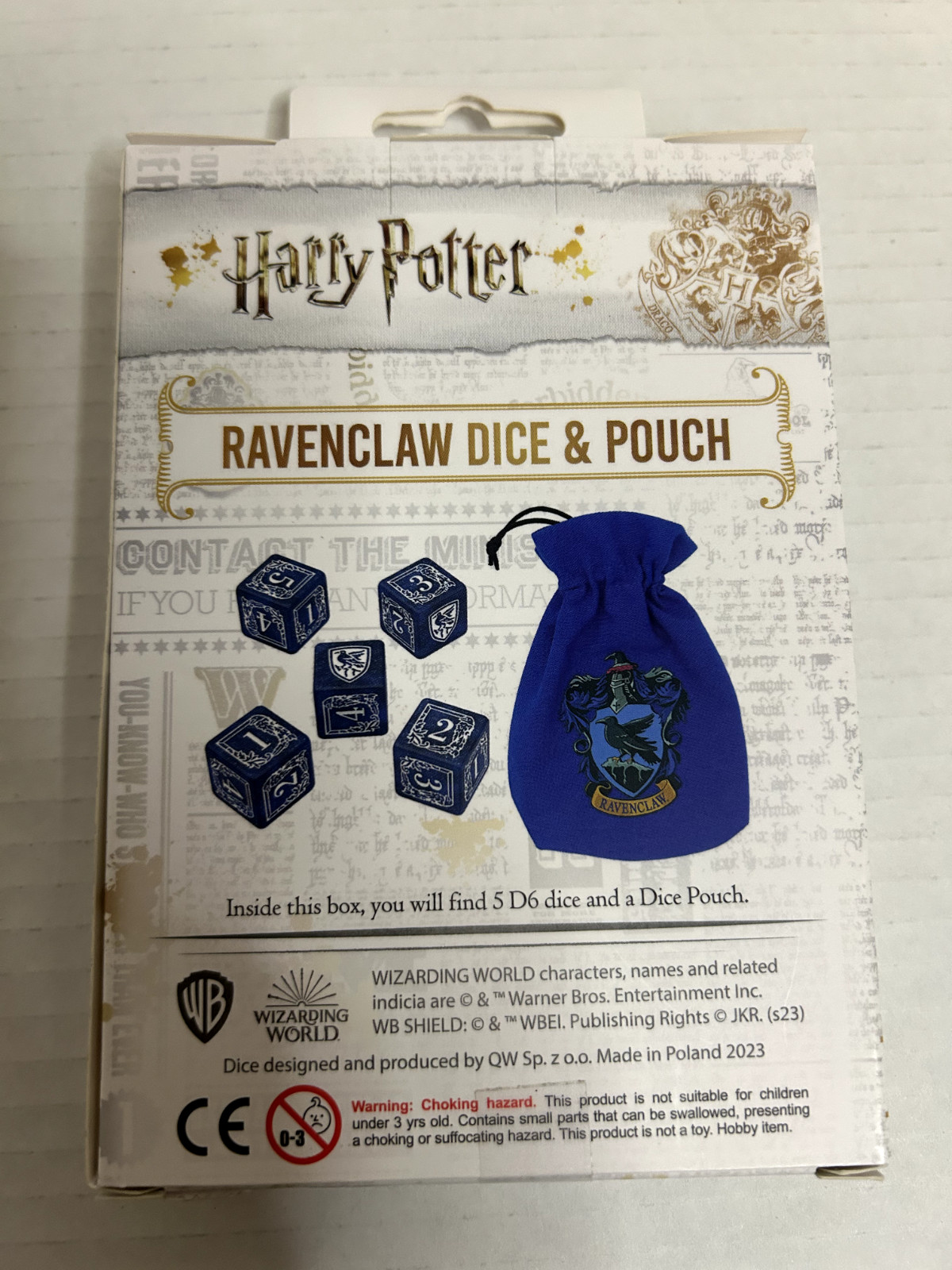 Wizarding World Harry Potter Ravenclaw D6 Dice & Pouch Set New
