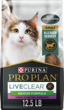 Purina Pro Plan LIVECLEAR Adult Indoor Formula Dry Cat Food, 12.5-lb bag