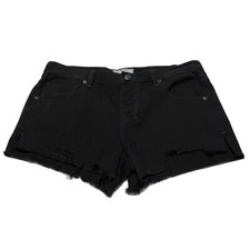 FREE PEOPLE Distressed Cut Off Denim Shorts Black Frayed Slits Women  s Size 29