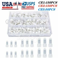 350Pcs Closed End Crimp Cap Copper Core Nylon Wire Connectors 22-10AWG Terminals