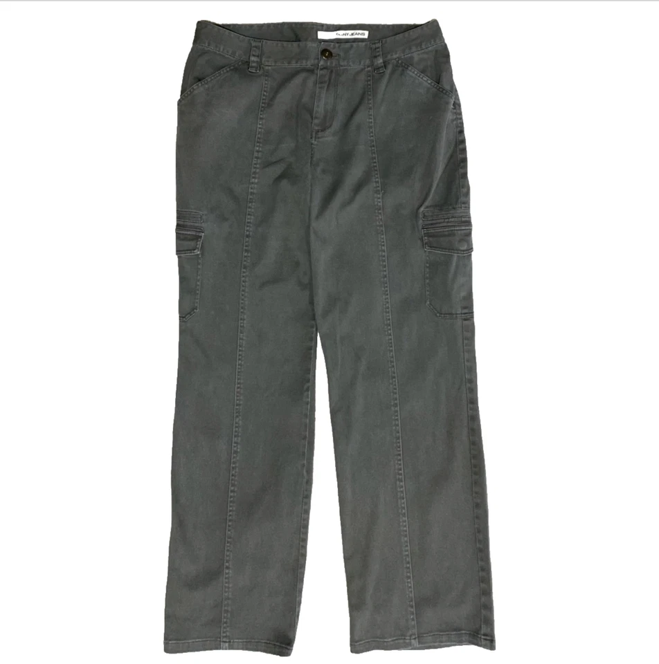 Pantalones cargo DKNY pantalones chinos pantalones de algodón verde bolsillos con cremallera para mujer talla 16” Foto 4 de 4