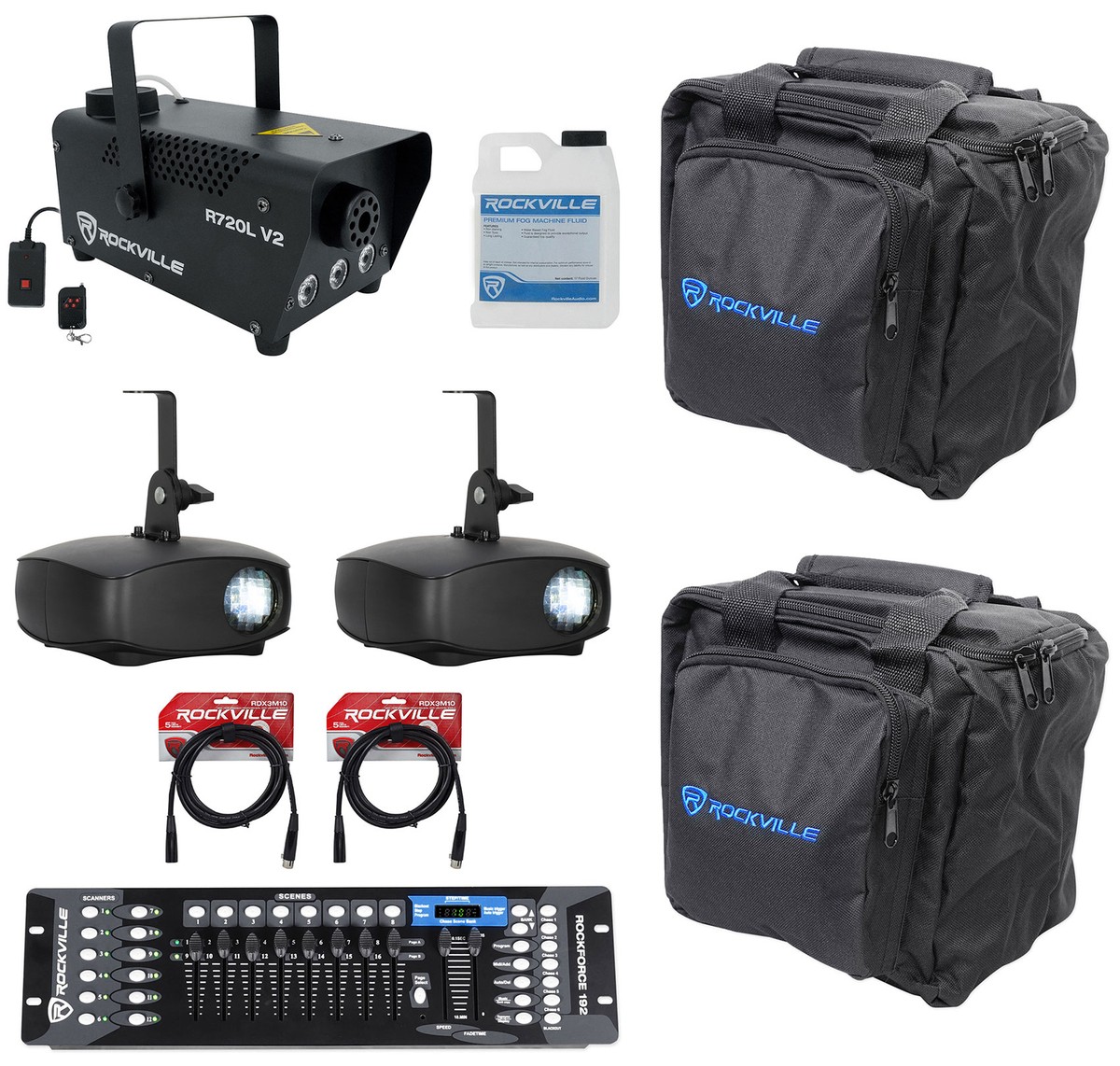 2) ADJ Eliminator Cosmic Burst Laser Moonflower Effect Lights+DMX
