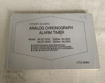 CITIZEN Analog Chronograph Alarm Instructions Cal. 3531 3510 Never Used 