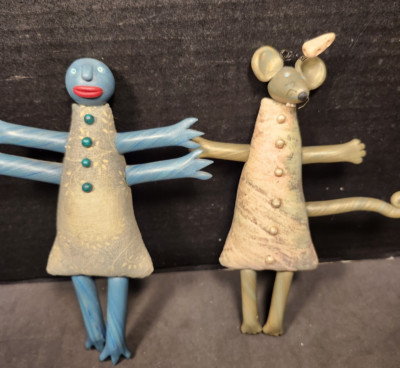 Deborah Banyas Folk Art Cloth Doll Funky Outsider Sculpture Mouse & Man