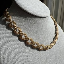 Vintage Napier Gold Tone Brushed Link Necklace; Stunning; Really Classic 