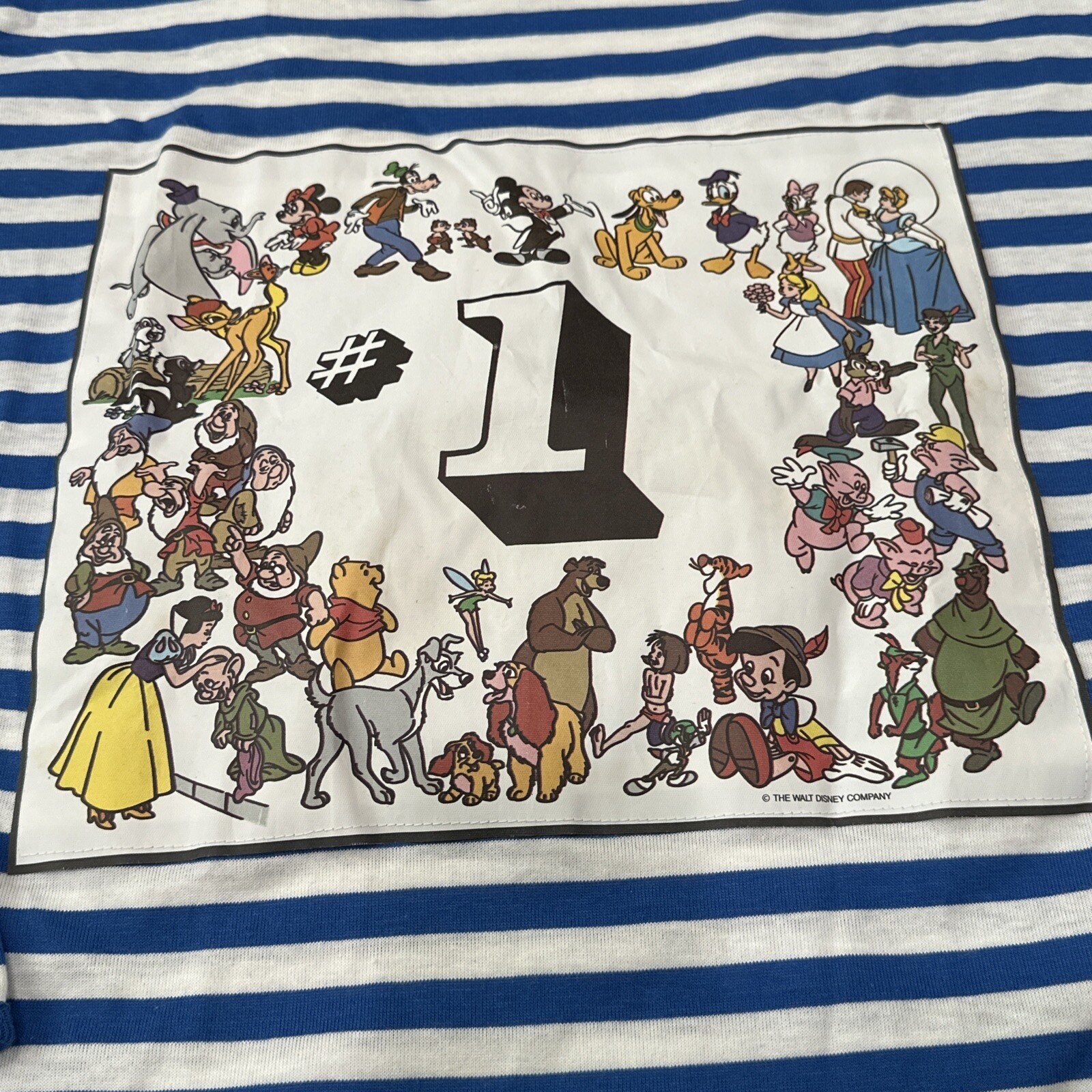 1988 ULTRA RARE Vtg Disney Magic Long Sleeve Striped Most Characters #1 USA Made image 2