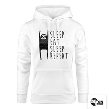 Hoodie Damen Sleep eat Sleep Repeat Faultier Sweatshirt Kapuze Hoody  Moonworks&reg;