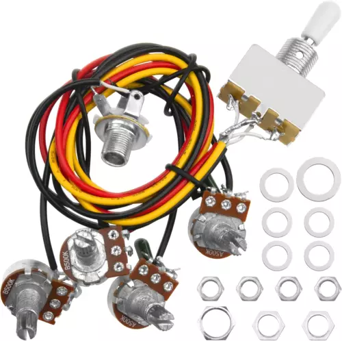 1Pcs Yootones Electric Guitar Wiring Harness Kit 2V2T, 2 Volume 2 Tone Prewired 