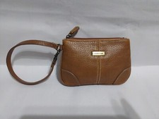 Connection Mini Wristlet Pouch Purse Brown Faux Vegan Leather FREE SHIPPING