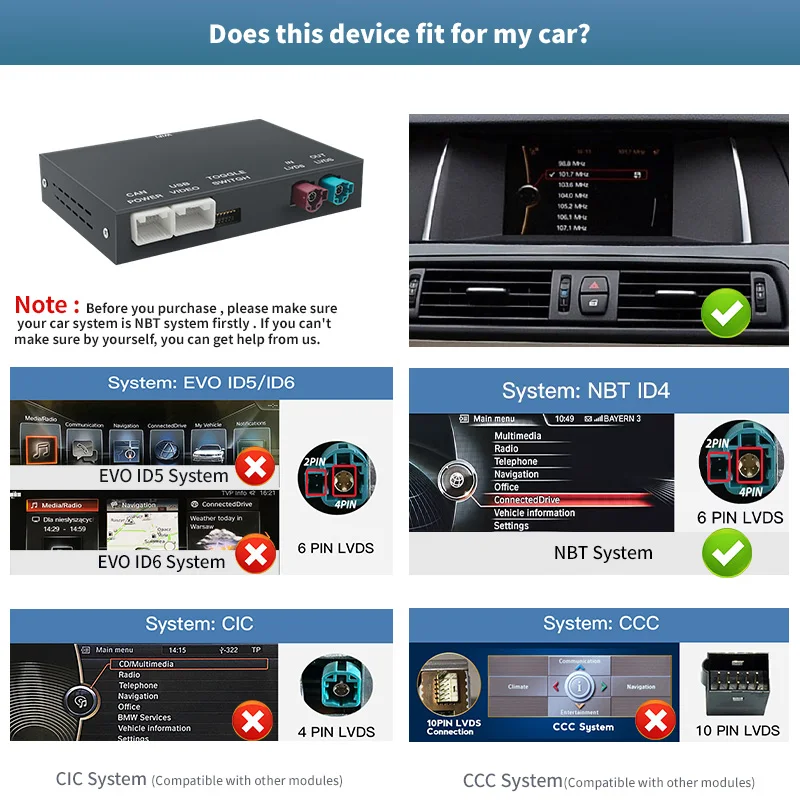 Wireless CarPlay/Android Auto Module For BMW 1 2 3 4 5 Series X1 X3 X4 ...