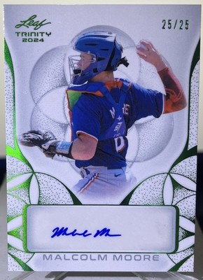 2024 Leaf Trinity Malcolm Moore Auto Green Rookie Prospect Texas Rangers #25/25