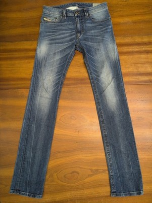 DIESEL Jeans Mens 30x32 (Act 32x34) Blue THAVAR 3D Slim Skinny Low Rise Faded