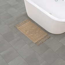 French Connection Nellore 15x2 Taupe Rectangular Cotton Bath Rug with Fringe
