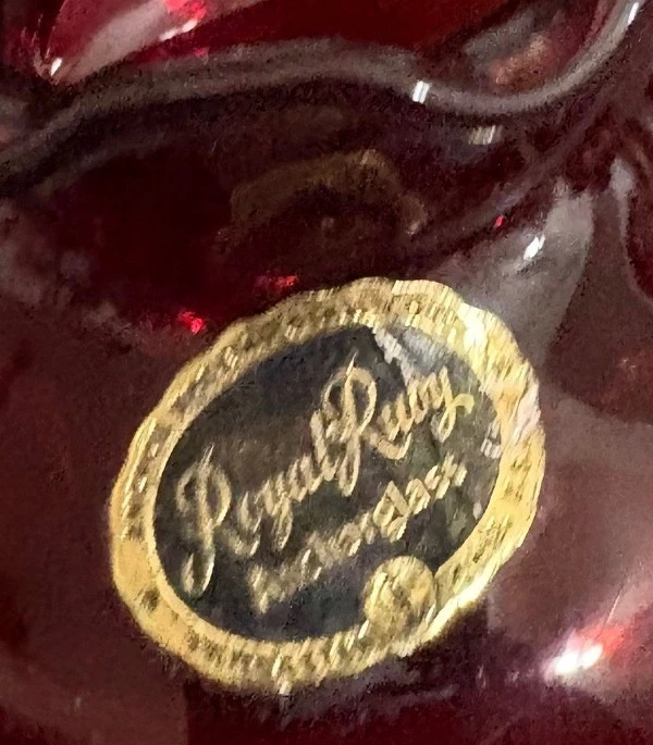 Vintage Anchor Hocking Royal Ruby Red Glass Bud Vase Ruffled Top Sticker 3.5 in - image 4 of 4