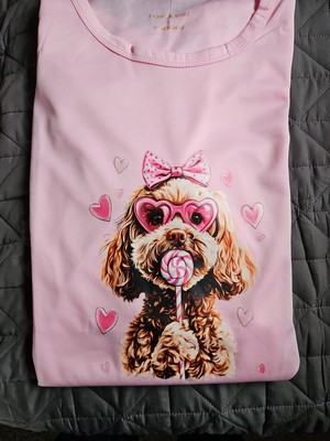  Graphic Small Womens Tshirt New. Dog Licking Lolly Pop