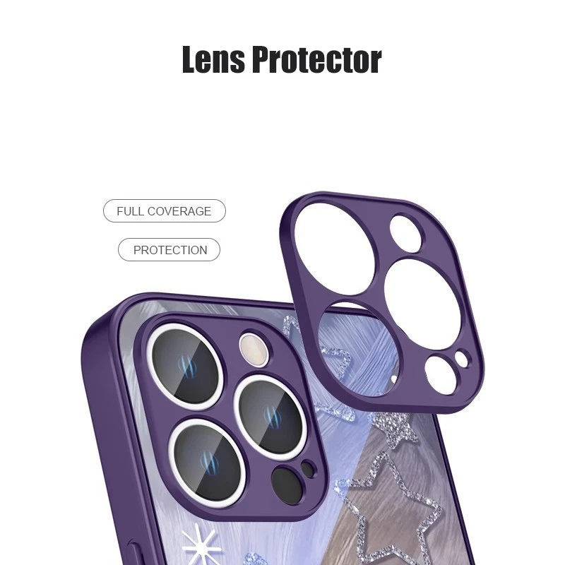 Funda de teléfono para iPhone 17 Air 17 Pro Max 16 15 14 13 12 11 XR 7 8 XS estrellas púrpuras Foto 4 de 4