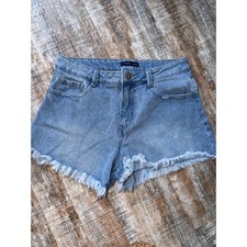 Sincerely Jules Light Wash High Rise Raw Hem Everyday Jean Shorts Size 7 / 28