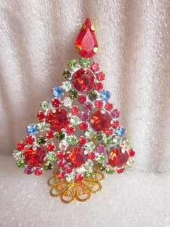 RHINESTONE BEAUTIFUL CZECH HANDMADE CHRISTMAS TREE DECORATION STANDING T087