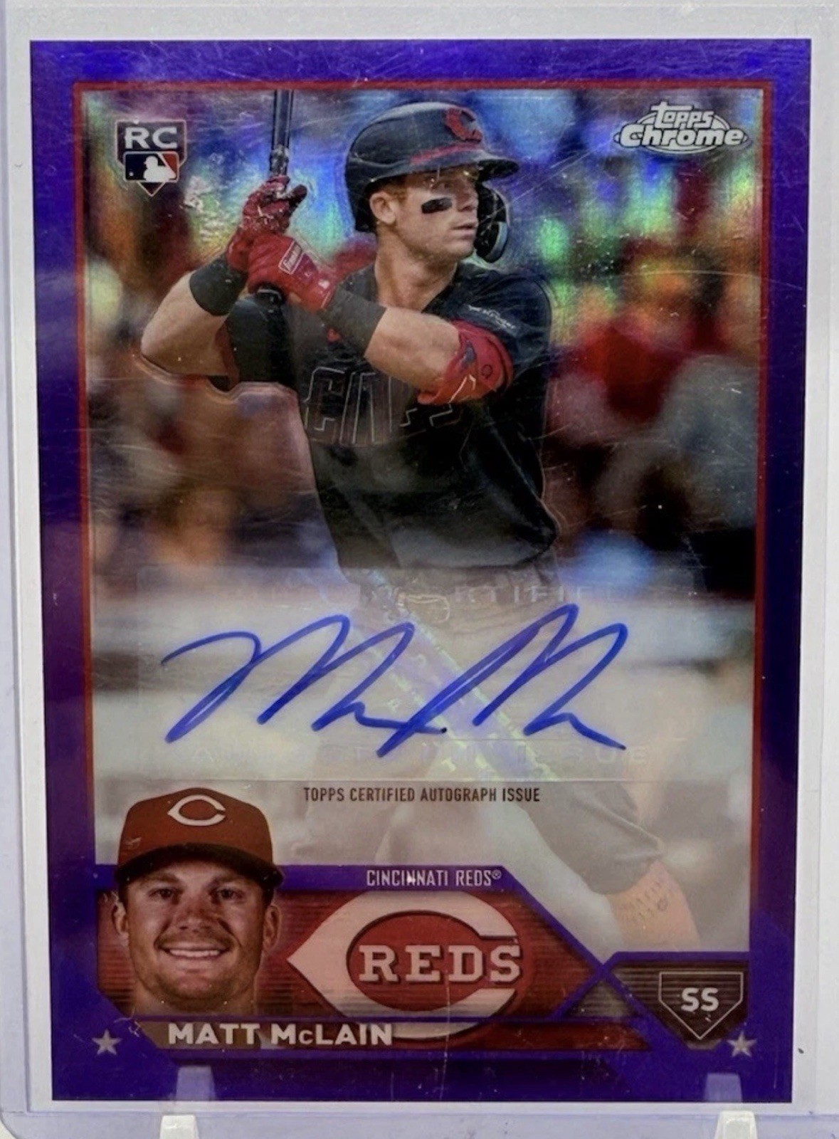 2023 Topps Chrome Update Series  Matt McLain  Purple AUTO RC/250 Clean. Reds🔥