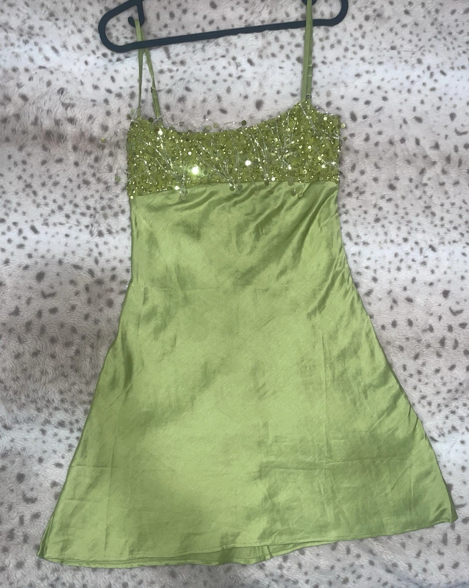 Asta Resort Yasmin Hand Beaded Satin Sequin Mini Dress Green XS Party | eBay