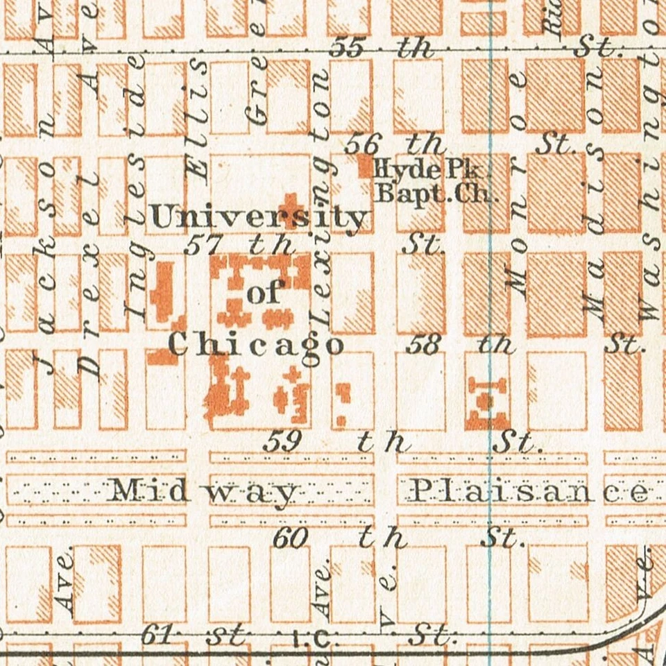 CHICAGO University of Chicago Antique map  1909  Original  Map City Plan  U.S.A - Image 3 of 4