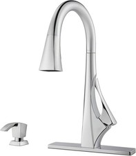 Kitchen Faucet W/ Pull Down Sprayer Soap Dispenser Single Handle High Arc