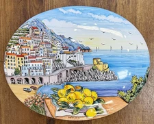 Vietri Pottery 18x14’’ Wall Plaque Amalfi Scenery.Made/painted by hand Italy