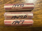 1947-P, 1947-D, 1947-S LINCOLN WHEAT CENT PENNY 3 ROLL SET