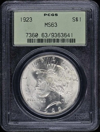 1923 $1 Peace Dollar PCGS MS63