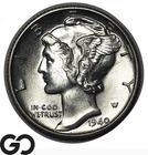 1940-D Mercury Dime, Lustrous Choice BU+, Full Bands