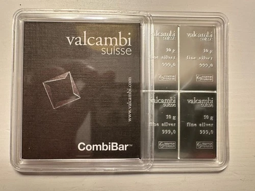 100 Gram Valcambi Silver CombiBar (10x10g w/ Assay)