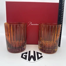 Baccarat Harmonie Tumblers Colors Of Joy Orange Crystal 2 Piece Set New 2816193