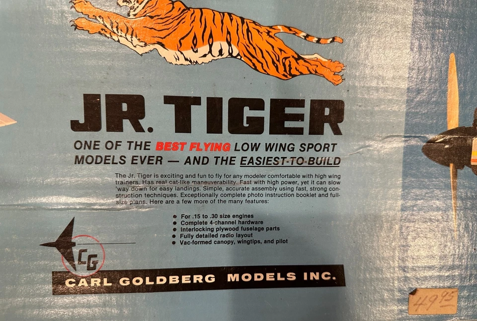Carl Goldberg Jr Tiger RC Model Airplane Kit Brand New Old Stock NIB!! See Desc. - Image 2 of 4
