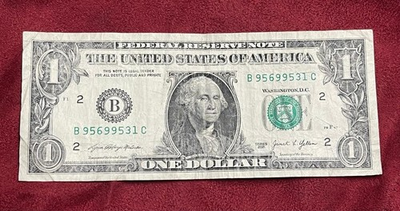 #ad 1$ Dollar Bill Fancy Serial Number Note High Serial Number 95699531 $4.50