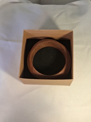 Vintage geschnitzter Armreif Twist 60er Jahre Holz braun AF tragbar