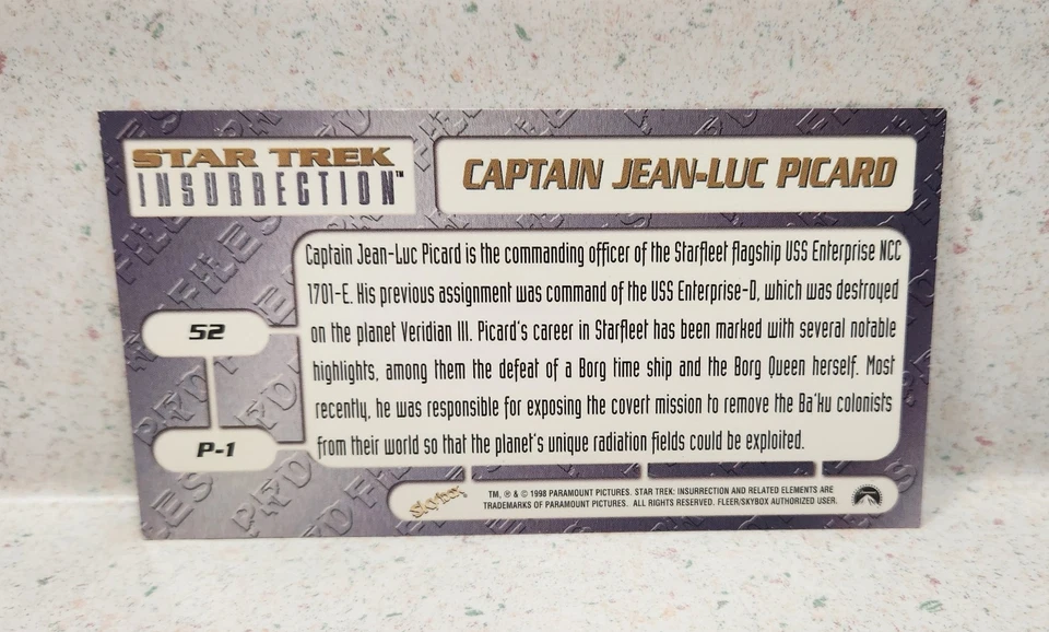 Star Trek Insurrection Profiles #52 Capitán Picard FIRMADO Patrick Stewart 1998 Foto 2 de 4