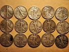 1941-1945, 15 Coin Lot, Walking Liberty Silver Half Dollar, F-VF, Free Shipping!