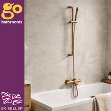 Brushed Bronze Thermostatic Bath Shower Mixer Slide Rail Kit Handset Set